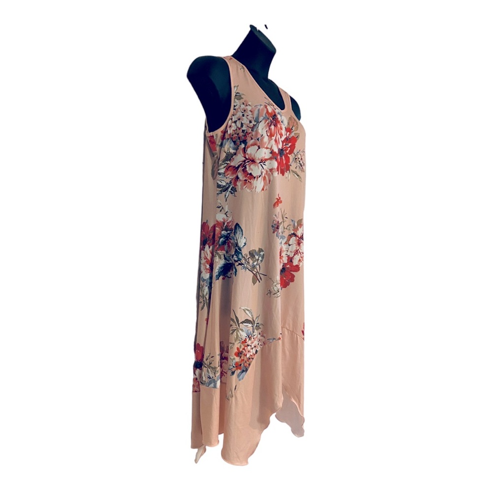Monroe & Main Blush Peach Floral Summer Stretchy Casual Resort Cruise Day Dress - Picture 5 of 15